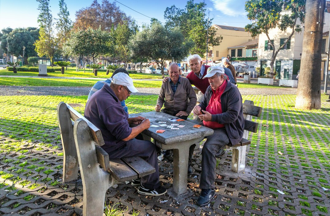 seniors playing board games